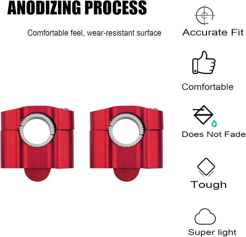Adsspro Universal Motorcycle 1-1/8"(28mm) 7/8" (22mm) CNC Aluminum Handlebar Handle Risers Adjustable Fat Bar Mount Clamps For EXC KLX KXF YZF CRF XR SX SXF YZ Motorbike Dirt Pit Bike (Red) - Image 4